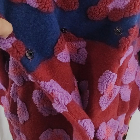 FARM Rio Coat L Mixed Leopards Fleece Coat Pink Multi Belted Cozy - Picture 10 of 15